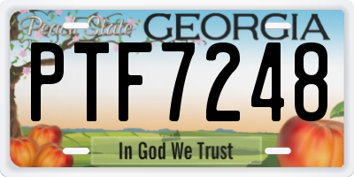 GA license plate PTF7248