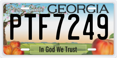 GA license plate PTF7249