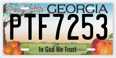 GA license plate PTF7253