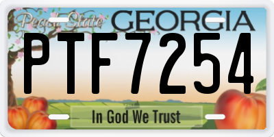GA license plate PTF7254