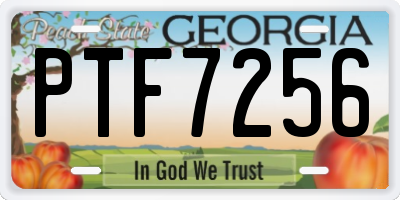 GA license plate PTF7256