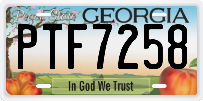 GA license plate PTF7258
