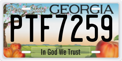 GA license plate PTF7259