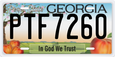 GA license plate PTF7260