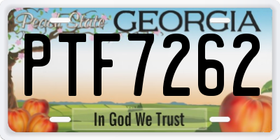 GA license plate PTF7262