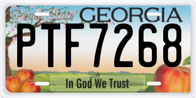 GA license plate PTF7268