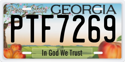 GA license plate PTF7269