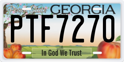 GA license plate PTF7270
