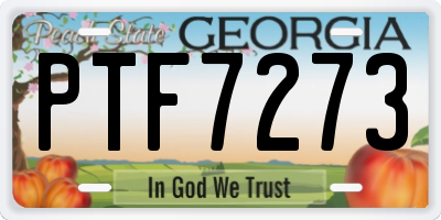 GA license plate PTF7273