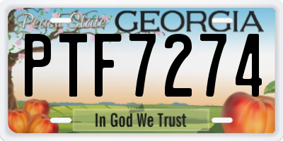 GA license plate PTF7274
