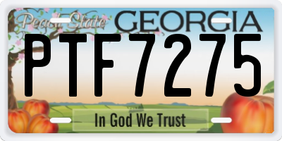 GA license plate PTF7275