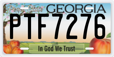 GA license plate PTF7276