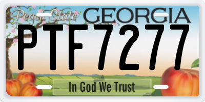 GA license plate PTF7277