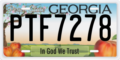 GA license plate PTF7278