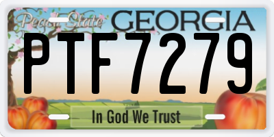 GA license plate PTF7279