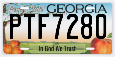 GA license plate PTF7280