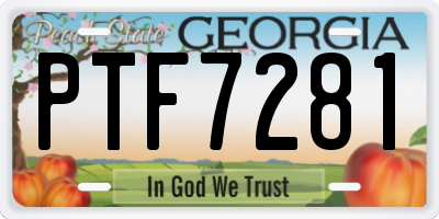GA license plate PTF7281