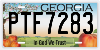 GA license plate PTF7283