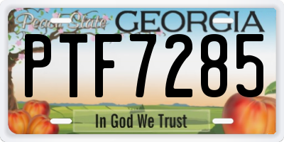 GA license plate PTF7285