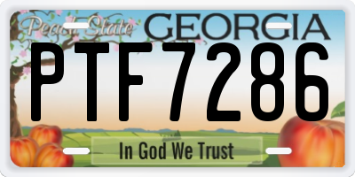 GA license plate PTF7286