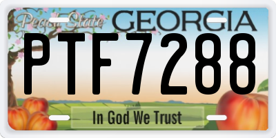 GA license plate PTF7288