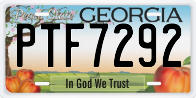 GA license plate PTF7292