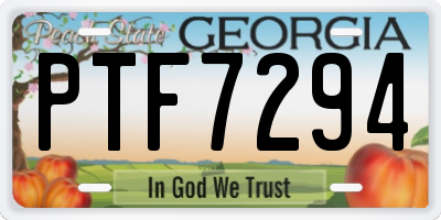 GA license plate PTF7294