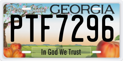 GA license plate PTF7296