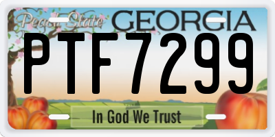 GA license plate PTF7299