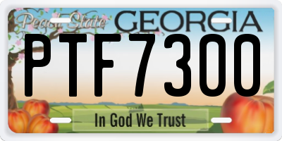 GA license plate PTF7300