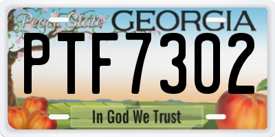 GA license plate PTF7302