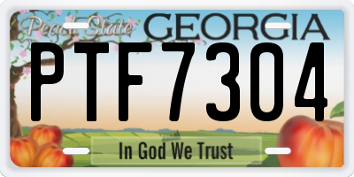 GA license plate PTF7304
