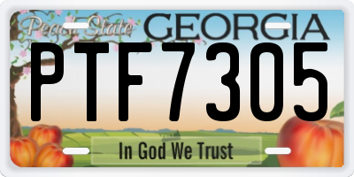 GA license plate PTF7305