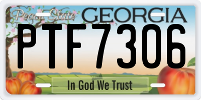 GA license plate PTF7306