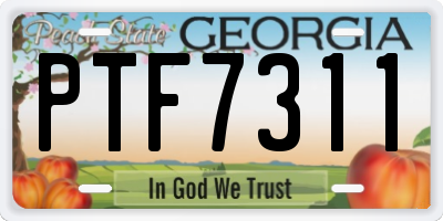 GA license plate PTF7311