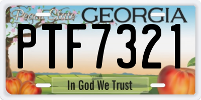 GA license plate PTF7321