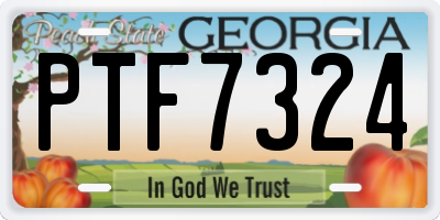 GA license plate PTF7324