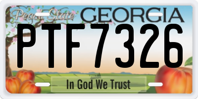GA license plate PTF7326