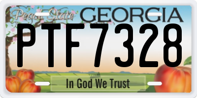 GA license plate PTF7328