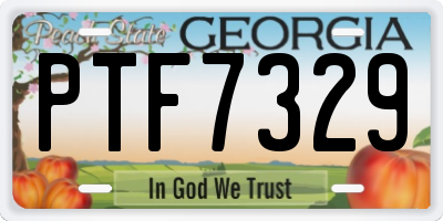 GA license plate PTF7329