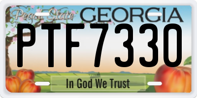 GA license plate PTF7330