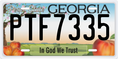 GA license plate PTF7335