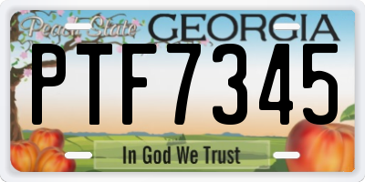 GA license plate PTF7345