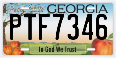 GA license plate PTF7346