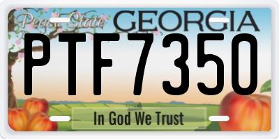 GA license plate PTF7350