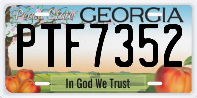 GA license plate PTF7352