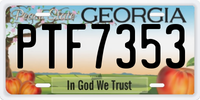 GA license plate PTF7353