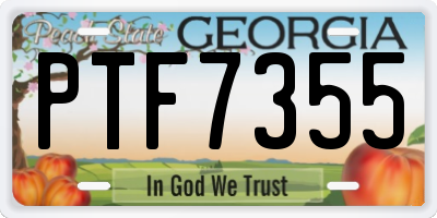 GA license plate PTF7355