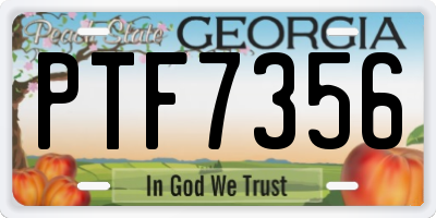GA license plate PTF7356