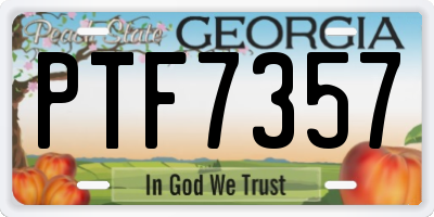 GA license plate PTF7357